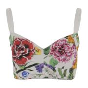 Blomstermønster Crop Top Stretch Bomullsblanding