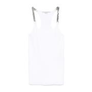 Hvit Chain-Link Trim Racerback Top