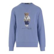 Bomullsblanding Crew Neck Sweatshirt Blå