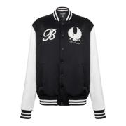 Satin Varsity Jakke med Broderte Merker