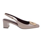 Georgia Skinn Slingback med Logo Plate