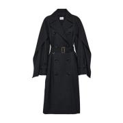 Sort Ullblanding Trenchcoat