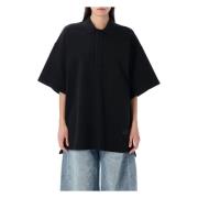 Svart Vasket Oversized Poloskjorte