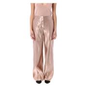 Petal Pink Wide Leg Linen-Silk Trousers