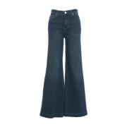 Blå Wide-Leg Jeans Høytlivsstil Chic