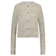 Beige Knapp Cardigan Melange Jakke