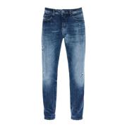 Turkis Faded Jeans med Vintage Look