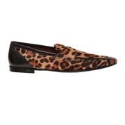 Leopardmønstret Ponyhår Loafers