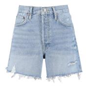 Denim Shorts med Metallknapper