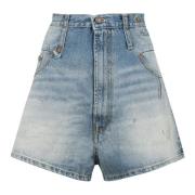 Denim Shorts med Baklogo Merke