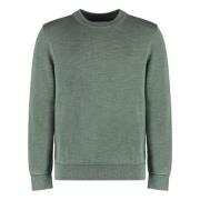 Ribbet Bomull Crew-Neck Genser