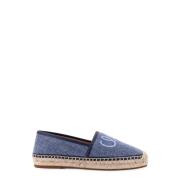 Brodert Denim Espadrilles med Tau Detalj