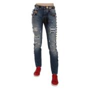 Krystallpyntet Slitt Denim Jeans