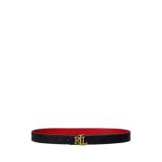 Sort Lauren By Ralph Lauren Sort/Rød Logo Reversible Embossed Belt Bel...