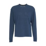 Blå Strikket Crew Neck Sweater