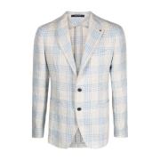 Beige Rutete Lin-Ull Blazer