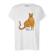 Fargerik Leopard Katt Grafisk Tee