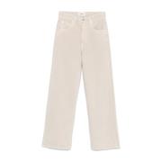 Beige Jeans med Stilig Frontlukking