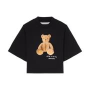 Svart Logo Print Crew Neck T-skjorter