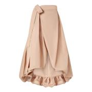 Rosa Taffeta Skjørt med Frontsplitt