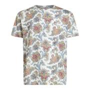 Hvit Paisley Print Crewneck T-skjorte