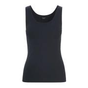 Svart Ribbet Tank Top Naibu Stil