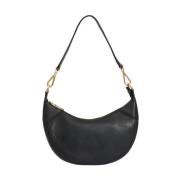 Svart Crossbody Hobo Veske Trendy Stil