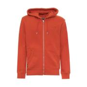 Oransje Zip Hoodie Bomull-Polyester Sweatshirt