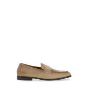 Beige Slip-On Loafers i skinn