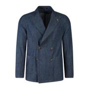 Denim Effekt Bomull Blazer Jakke