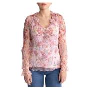 Rosa Blomsterapplikasjon Bluse