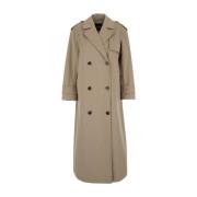 Beige Trench Coat med Notched Revers