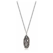 Men&#39;s Silver Necklace with Our Lady of Guadalupe Pendant