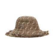 Jacquard FF-motiv Beige Bomullshatt