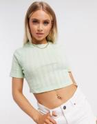 Na-kd structured rib cropped tee in mint green