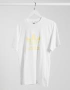 adidas Originals Trefoil t-shirt in white & easy yellow