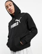 Puma Essentials large logo zip hoodie in black