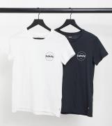 Levi's perfect tee 2 pack in white and black-Multi
