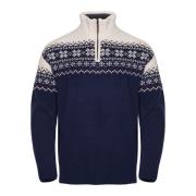 Gridarmor Men's Snøkrystall Half Zip Ullgenser Dark Navy/White/Red