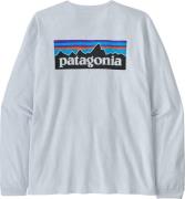 Patagonia Women's Long-Sleeved P-6 Logo Responsibili-Tee White