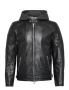 Tom Hooded Racer Skinnjakke Skinnjakke Black Jofama