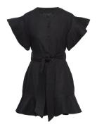 Fia Linen Dress Kort Kjole Black Ella&il