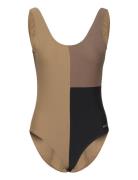 Møn Colorblock Swim Suit Badedrakt Badetøy Beige H2O