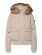 Everest Hooded Puffer Bomber Bomberjakke Beige Superdry