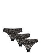 Brief Lacey Thong Low 3 Pack Stringtruse Undertøy Black Lindex