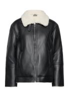 Shearling Jacket Skinnjakke Skinnjakke Black Gina Tricot