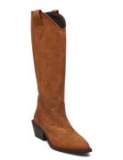 Biamona Western Boot High Suede Høye Støvletter Brown Bianco