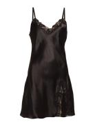 Pure Silk - Slip W.lace Nattkjole Black Lady Avenue