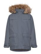 Parka W. Fake Fur Parkas Jakke Blue Color Kids