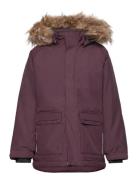 Parka W. Fake Fur Parkas Jakke Burgundy Color Kids